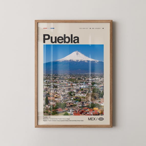 Puebla Print Mexico Wall Art Poster Photo Cathedral Zcalo De Biblioteca Palafoxiana Capilla Del