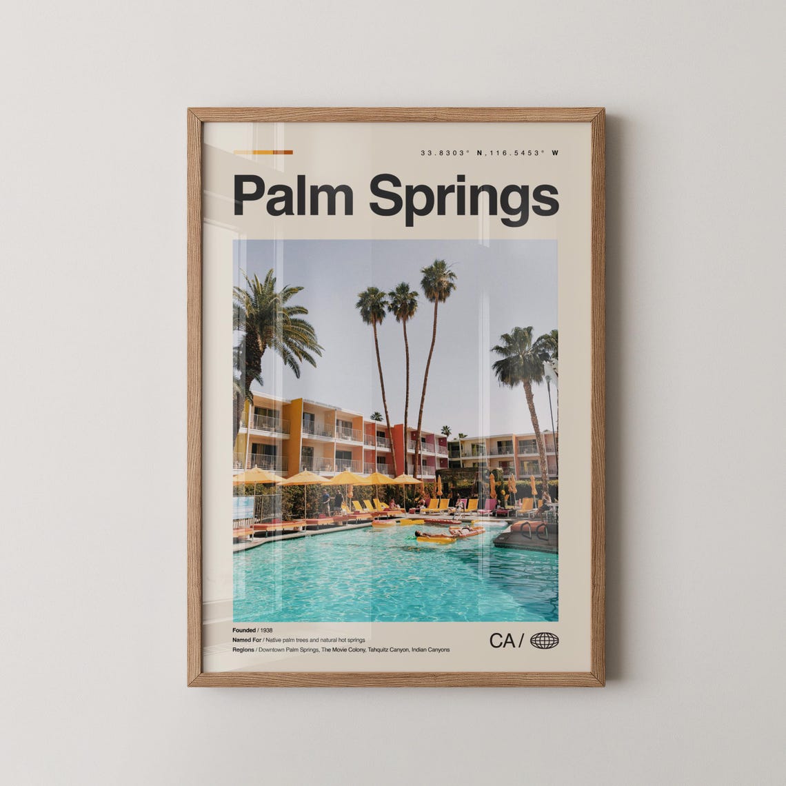 Palm Springs California Retro Travel Poster Desert Poolside Style