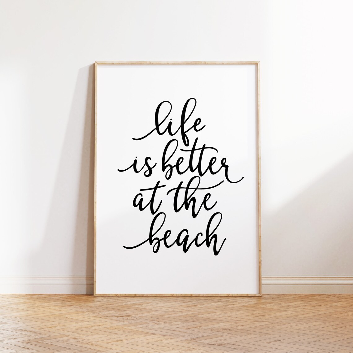 Life Is Better At The Beach Calligraphy Coastal Quote Wall Art - Image 2