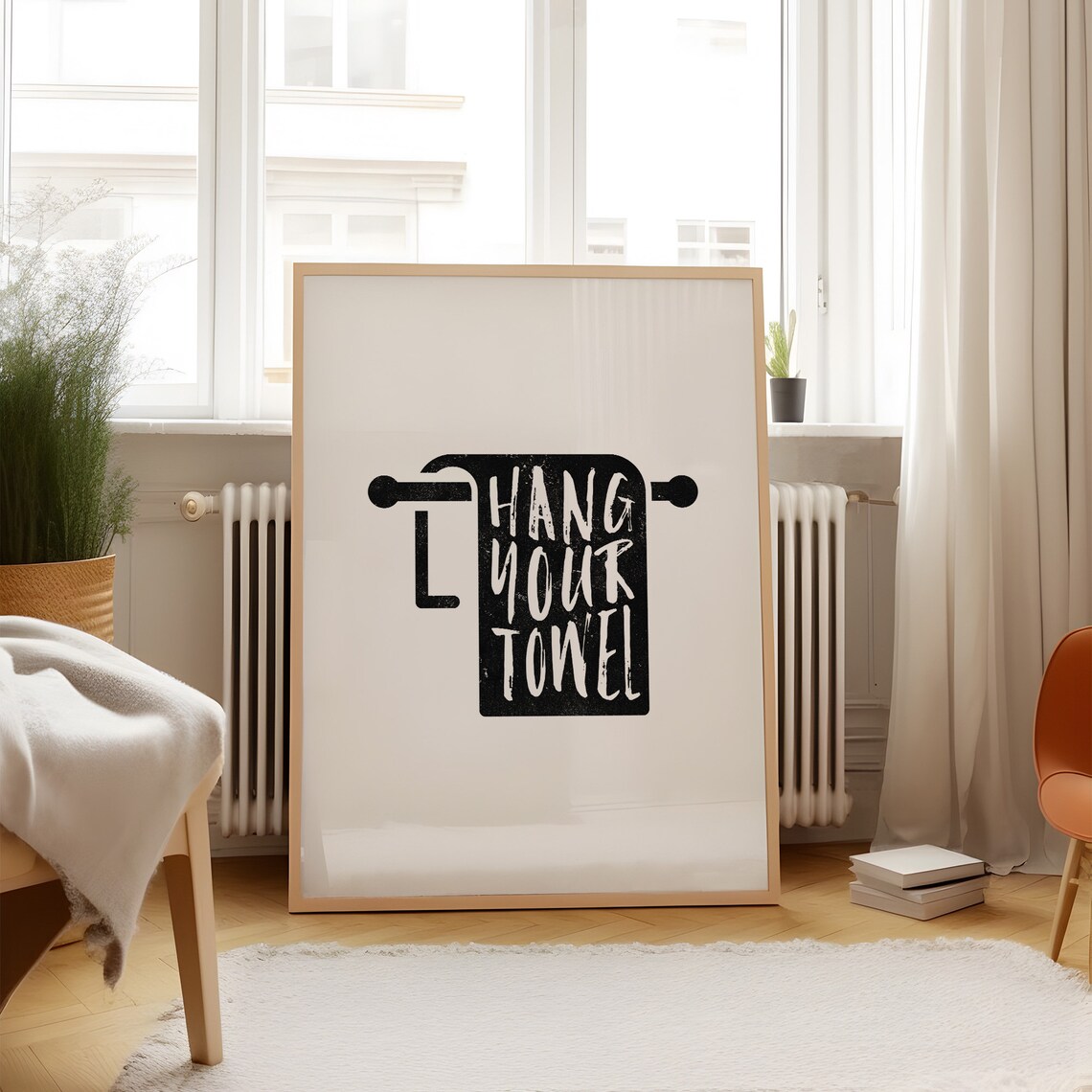 Hang Your Towel Bath Towel Bar Graphic Funny Bathroom Reminder Poster - Image 3