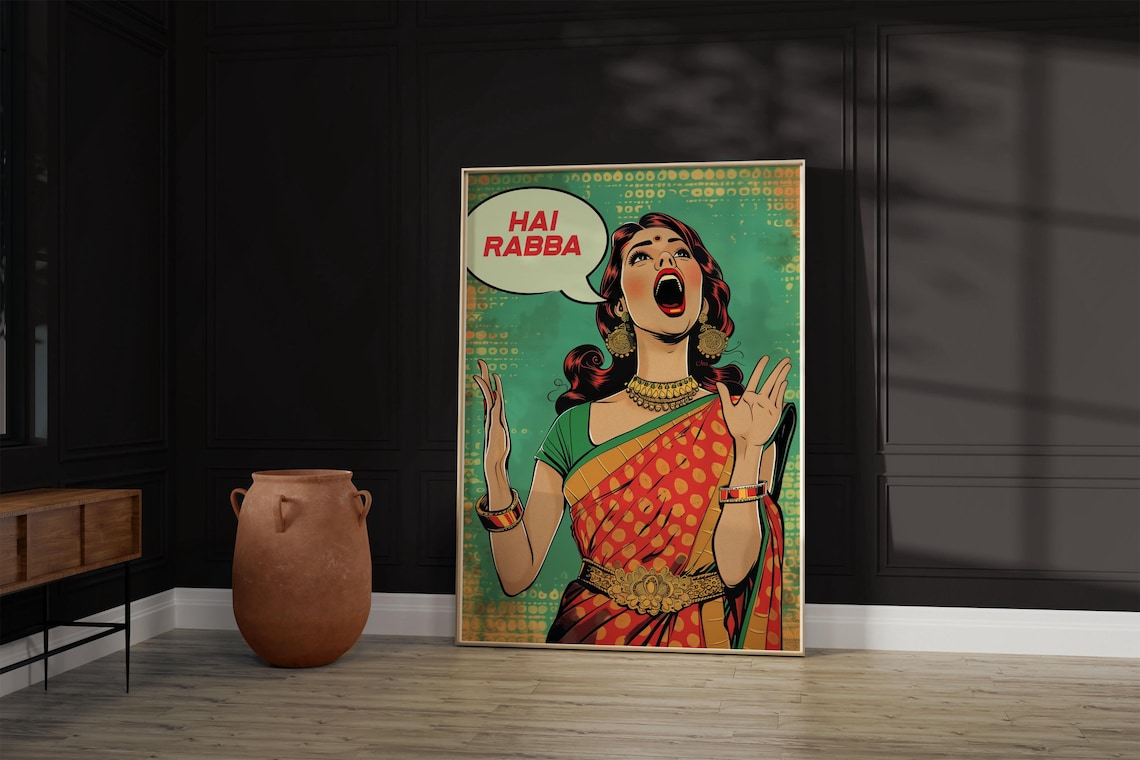 Modern Art Hai Rabba Woman Punjabi Gujarati Saree Print