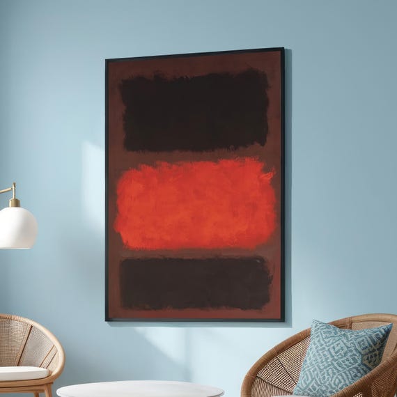 Mark Rothko Inspired Abstract Red And Black Canvas Wall Art Large Color Block Painting Minimalist For Living Room Bold Decor