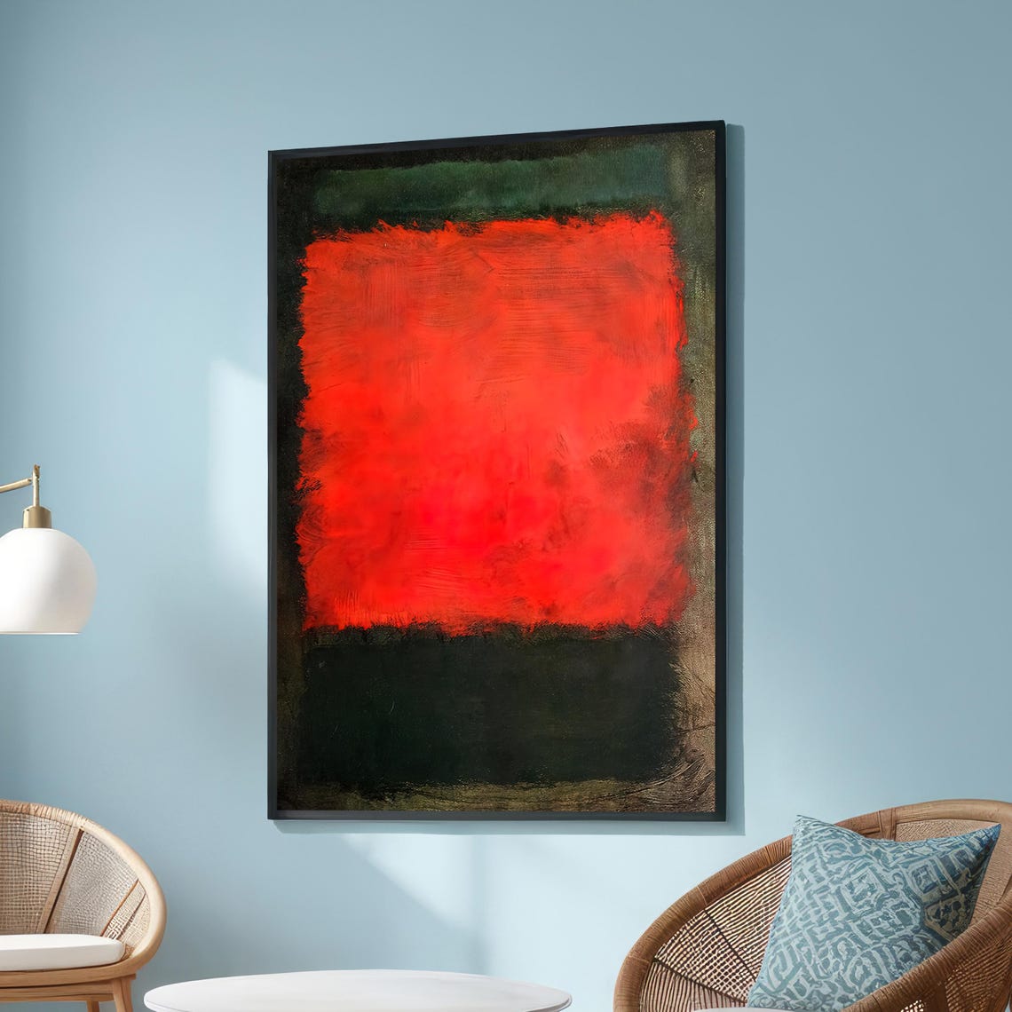 Red And Black Color Field Abstract Art Large Statement Poster
