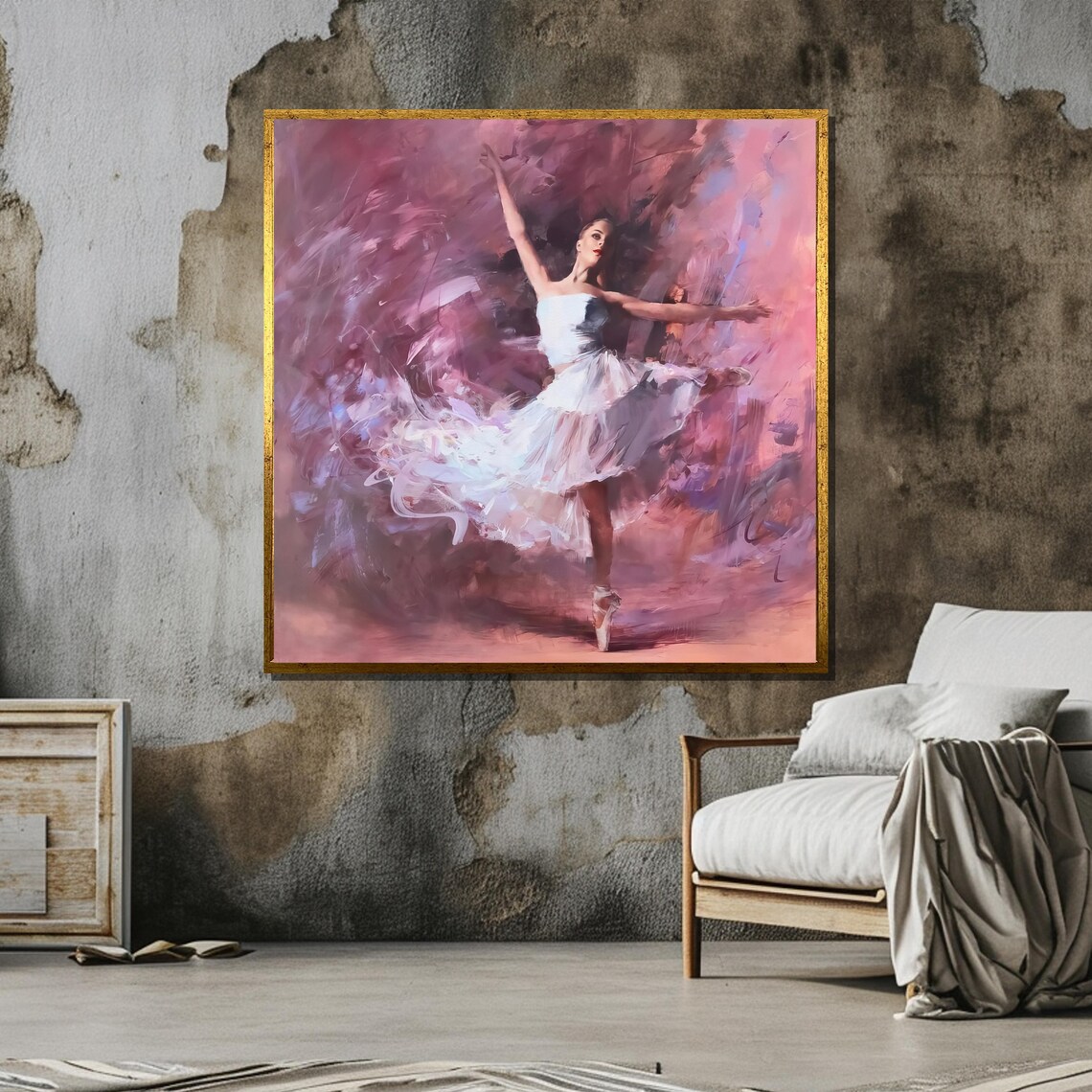 Elegant Ballerina in White, Abstract Dance Art - Image 6