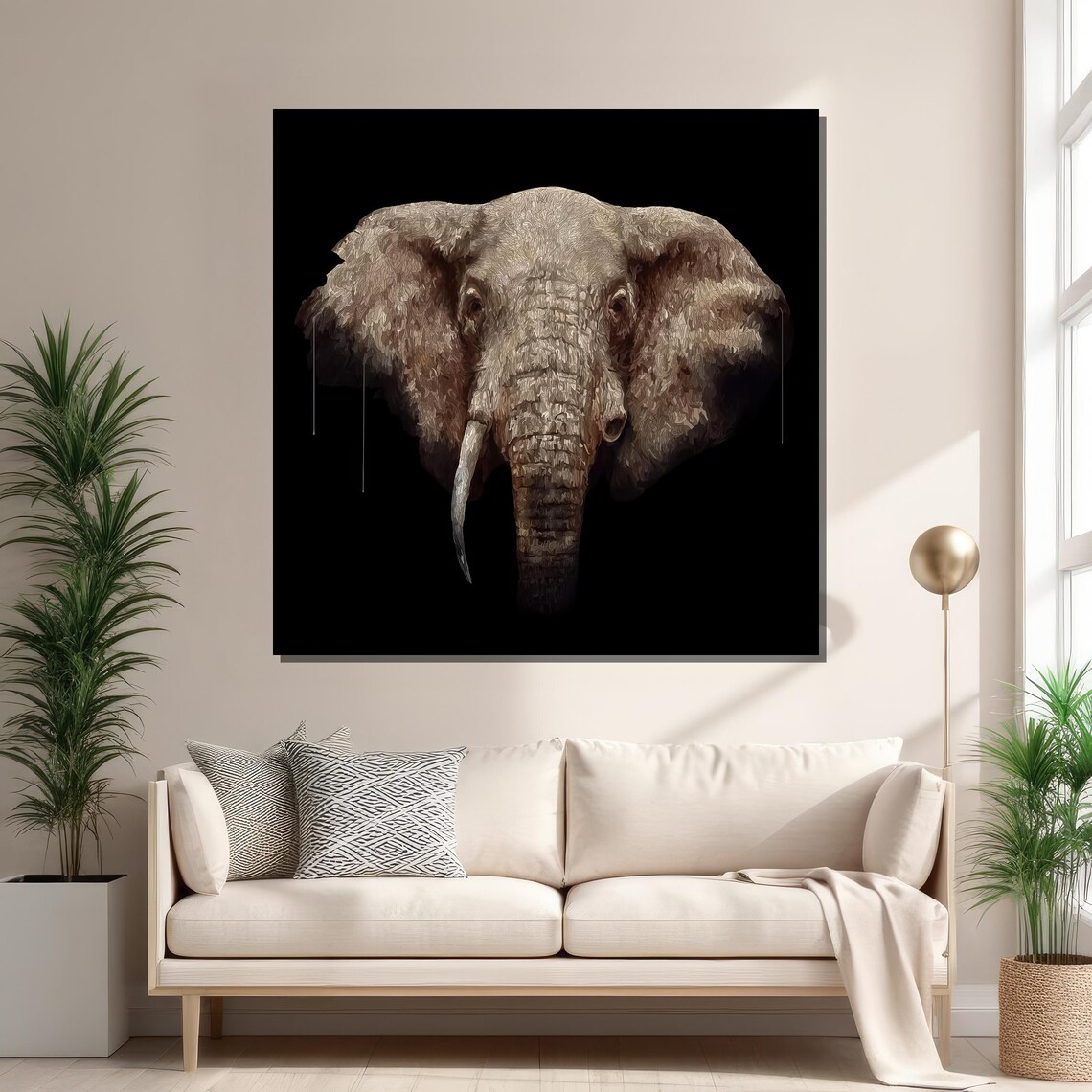 Realistic Elephant, Minimalist Black And White Art Print - Image 2