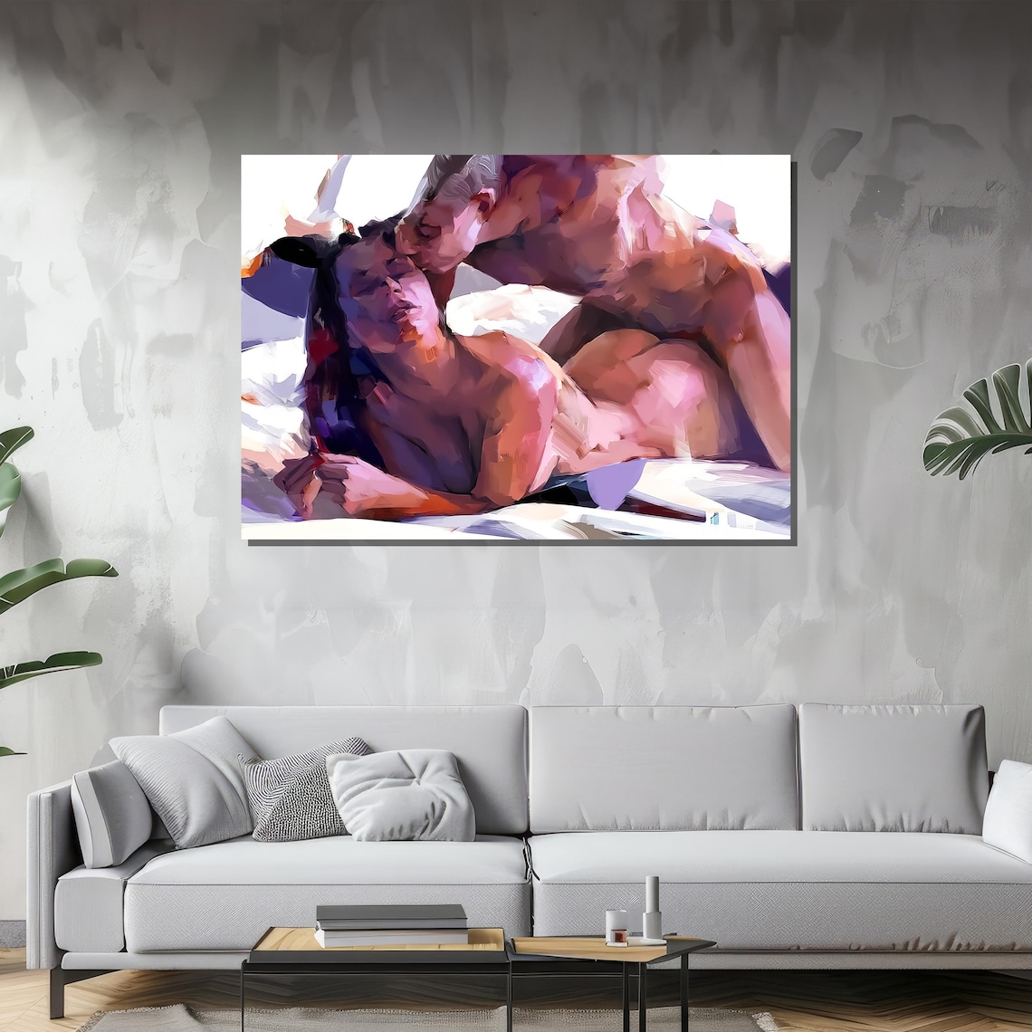 Abstract Sensual Couple, Romantic Modern Art Print - Image 2