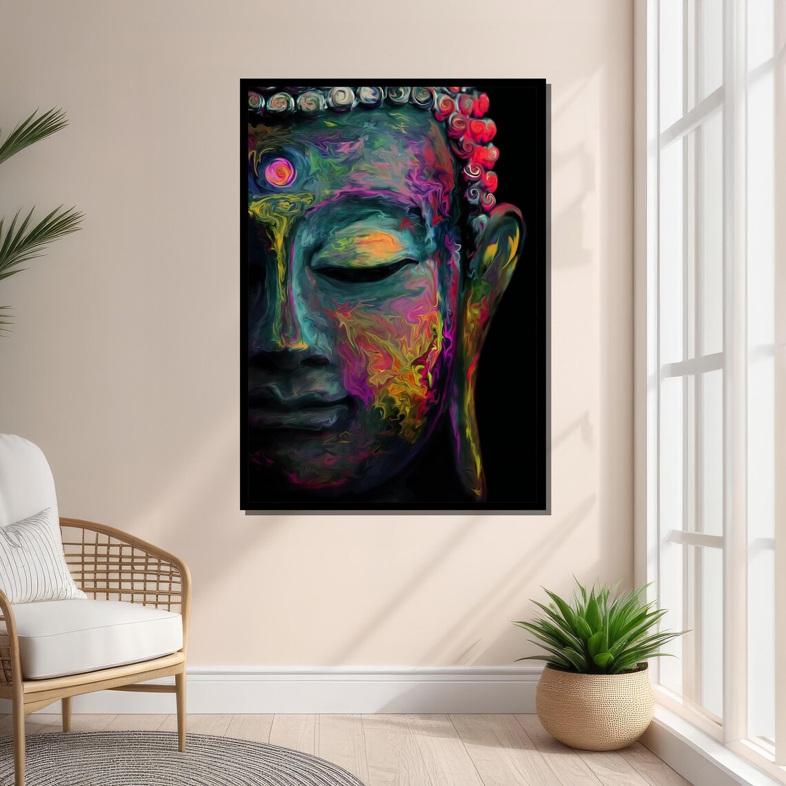 Colorful Buddha Abstract, Spiritual Zen Decor - Image 3