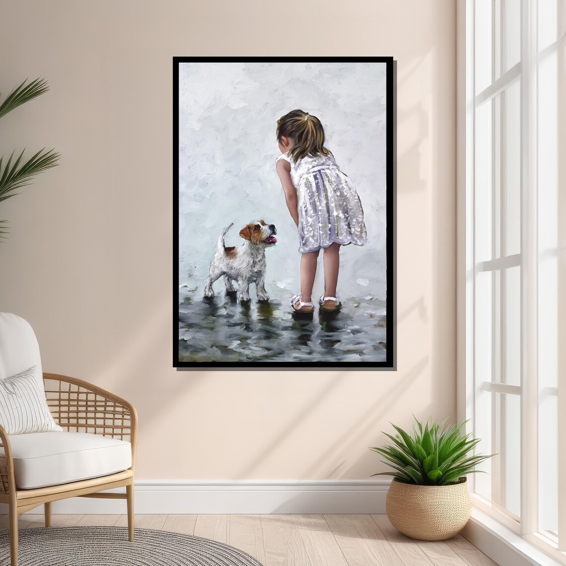 Girl And Dog Companionship, Kids Room Decor Art Print - Image 3