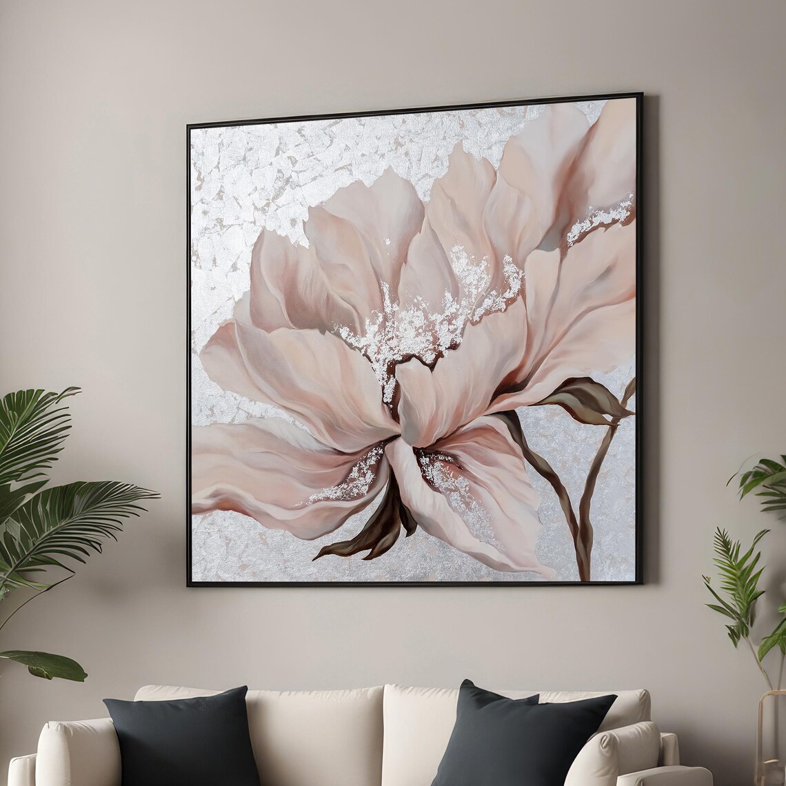 Elegant Peony Flower Print, Modern Flower Decor