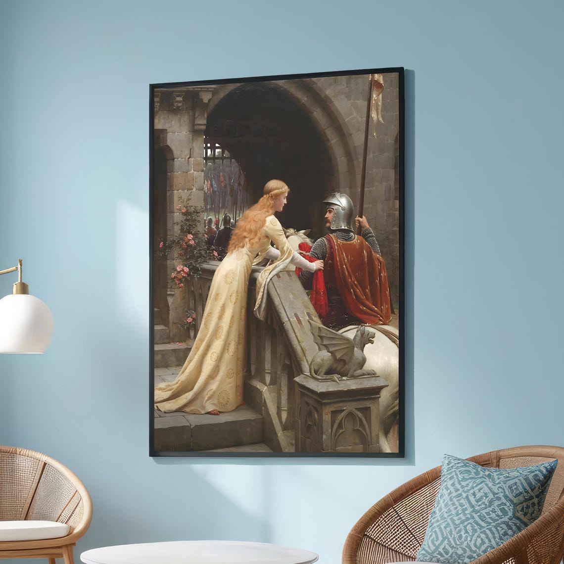 Edmund Leighton God Speed Knight Medieval Art Poster Romance Decor