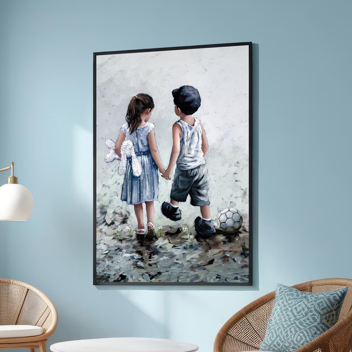 Children Holding Hands Art Print, Innocent Friendship