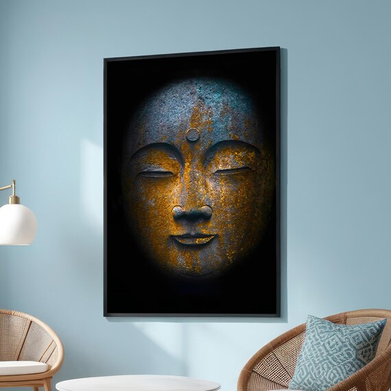 Illuminated Buddha Face, Spiritual Zen Wall Art