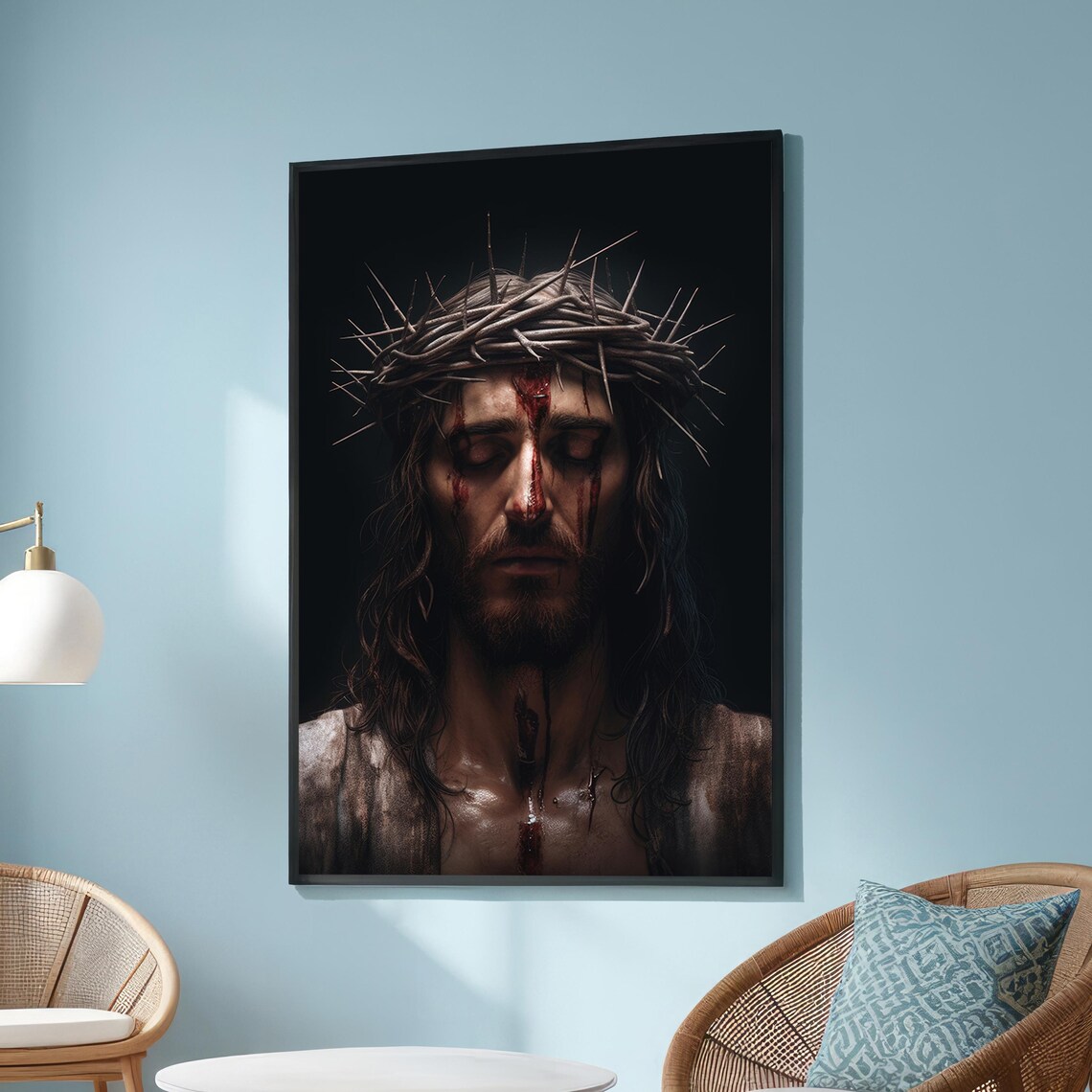 Jesus Christ With Crown Of Thorns, Dramatic Realism Portrait