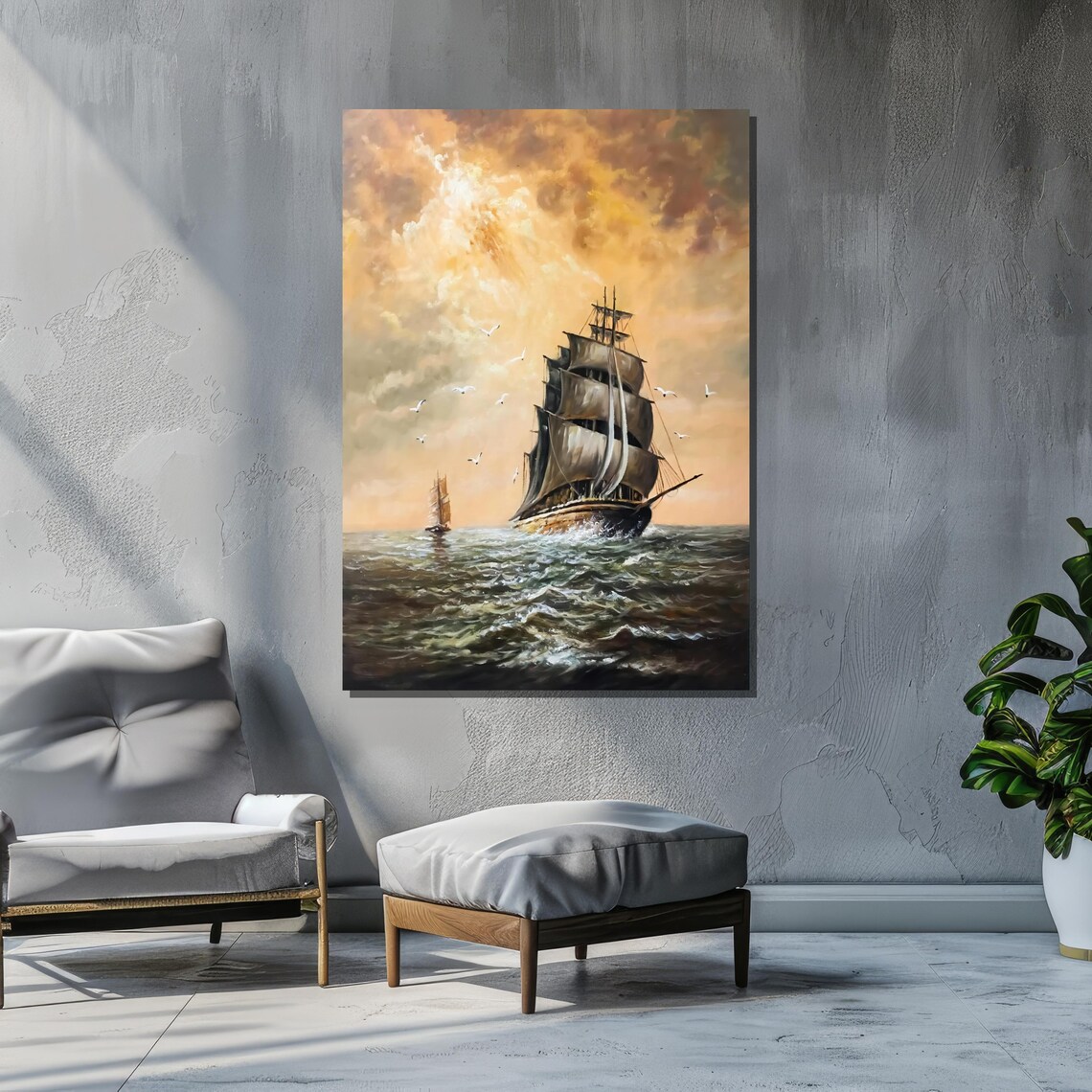 Grand Sailing Ship on Open Sea, Maritime Adventure - Image 3