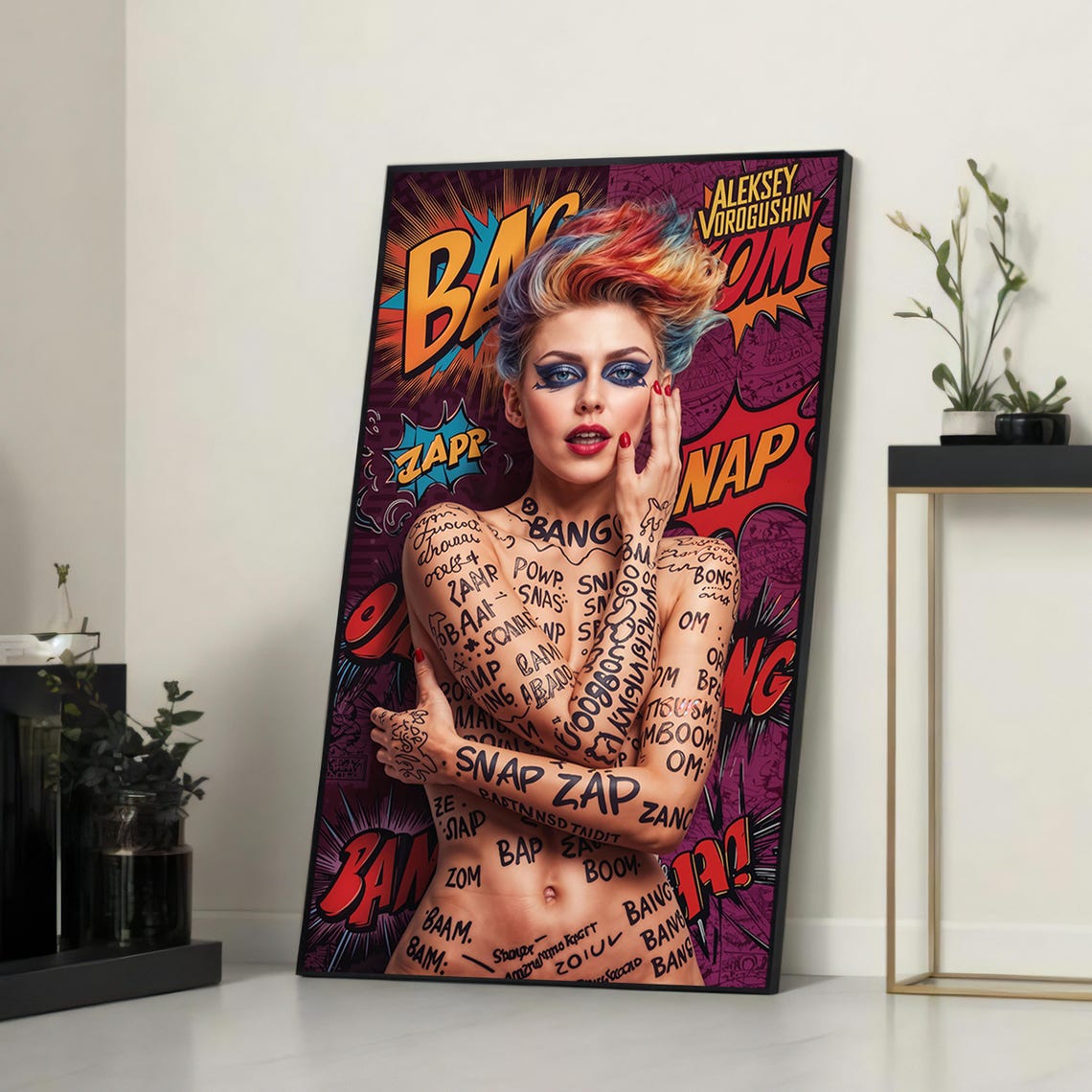 Aleksey Vorogushin Pop Art Woman Comic Style Bold Portrait Poster