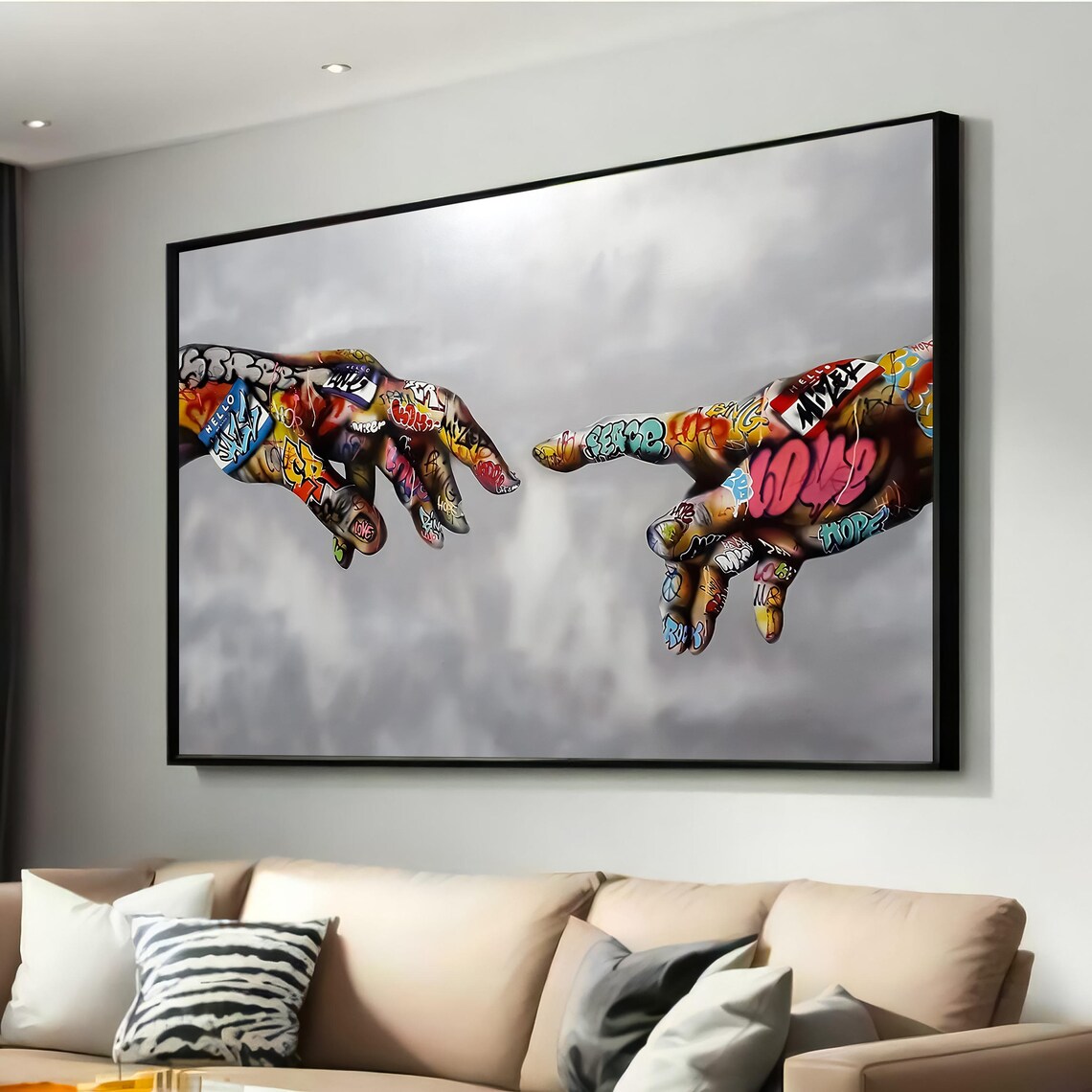 Graffiti Hands Creation Street Art Urban Reaching Fingers Print
