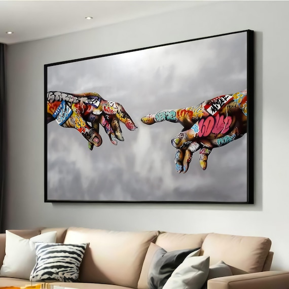 Graffiti Hands Creation Street Art Urban Reaching Fingers Print