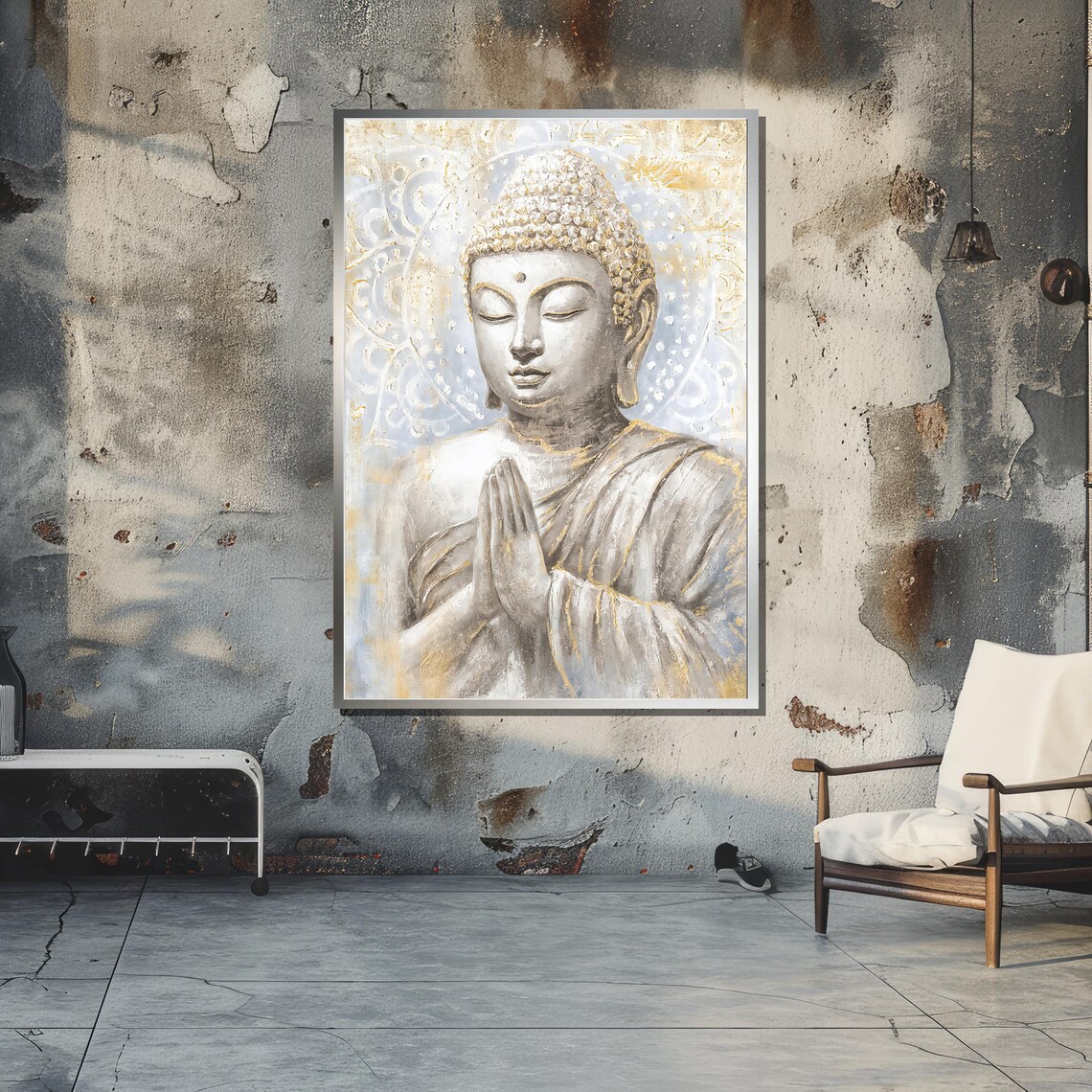 Golden Meditating Buddha, Spiritual Zen Wall Art - Image 5