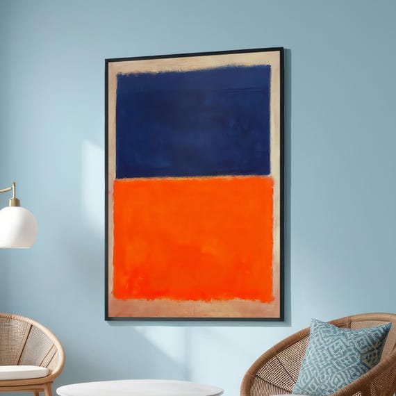 Mark Rothko Style Abstractorange And Blue Color Block Painting Large Minimalist Canvas Art For Living Room Modern Wall Decor