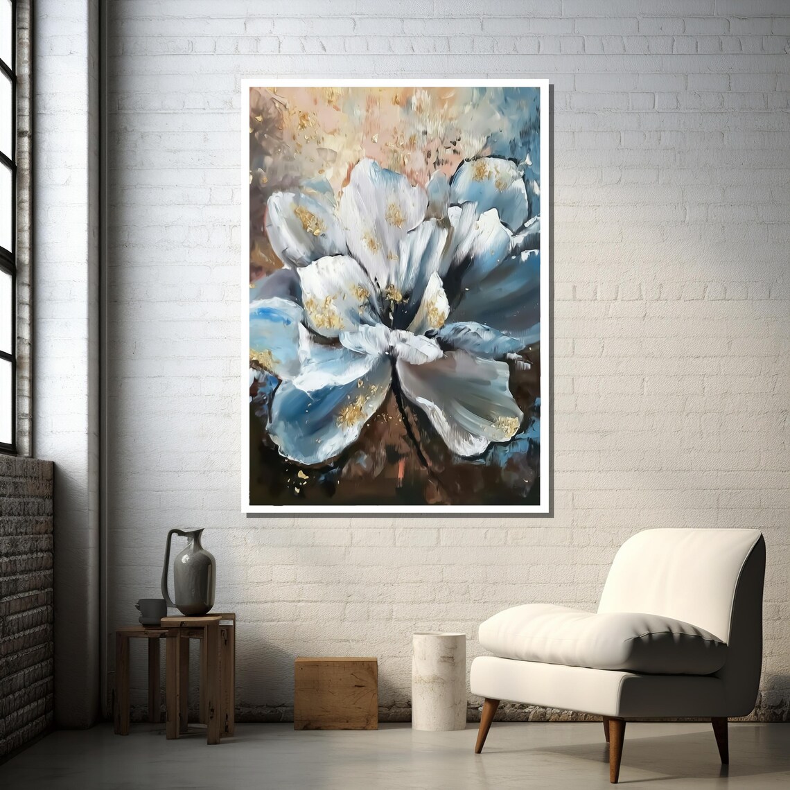 Abstract White Flower, Impressionist Floral Art Print - Image 3