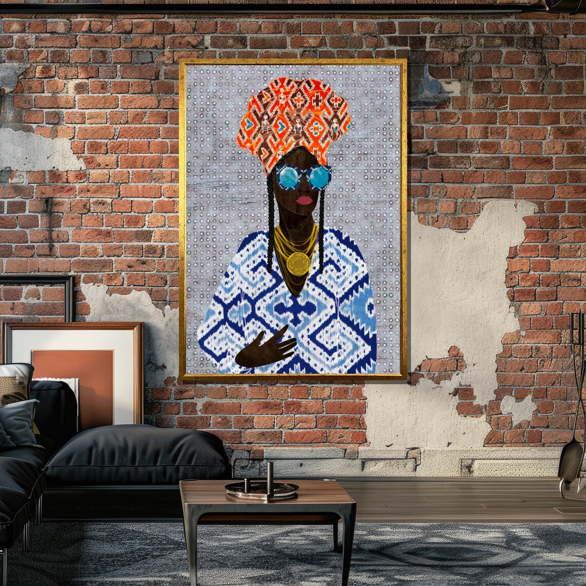 Modern Tribal Woman Portrait, Boho Eclectic Decor - Image 6