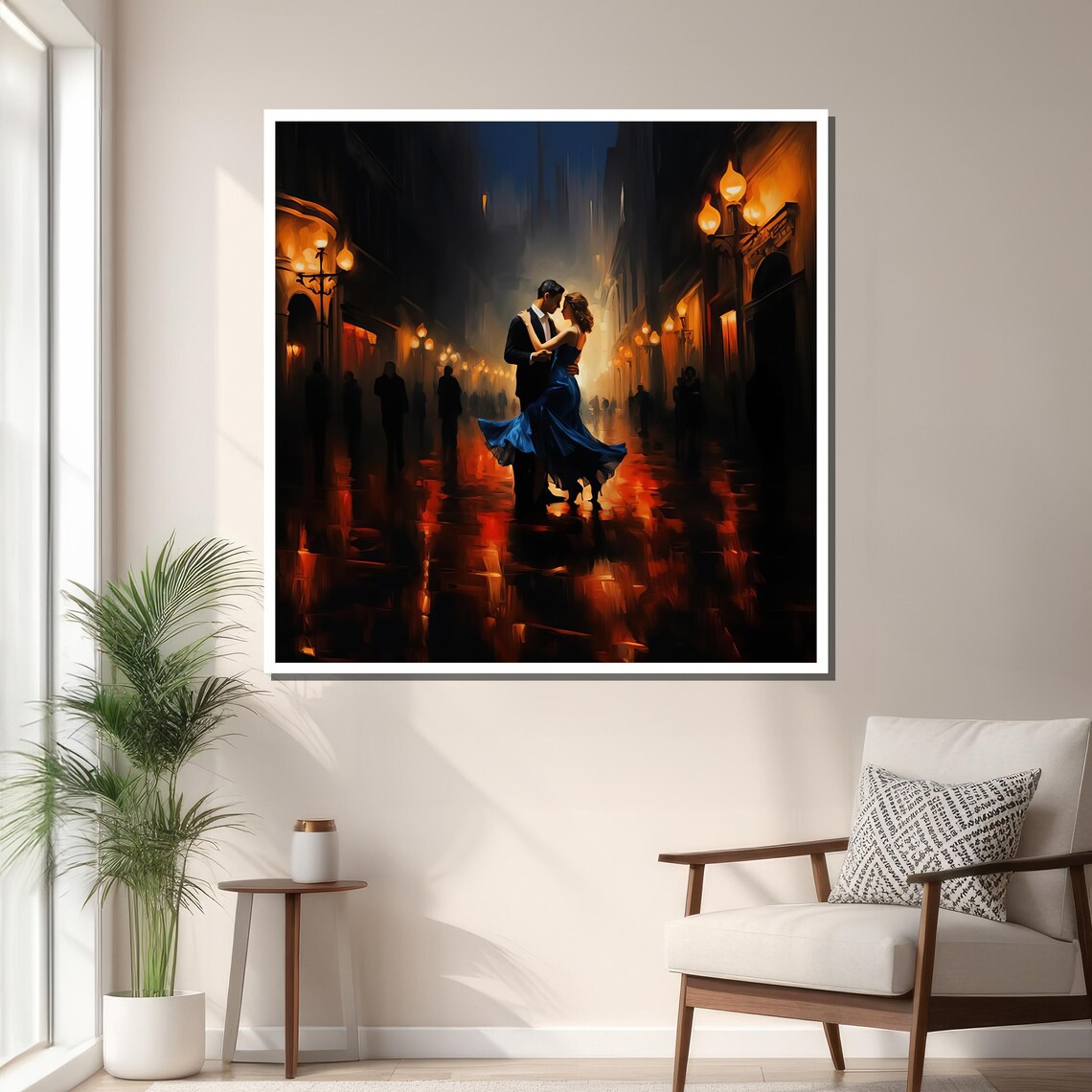 Romantic Night Dance, Elegant Couple City Scene - Image 3