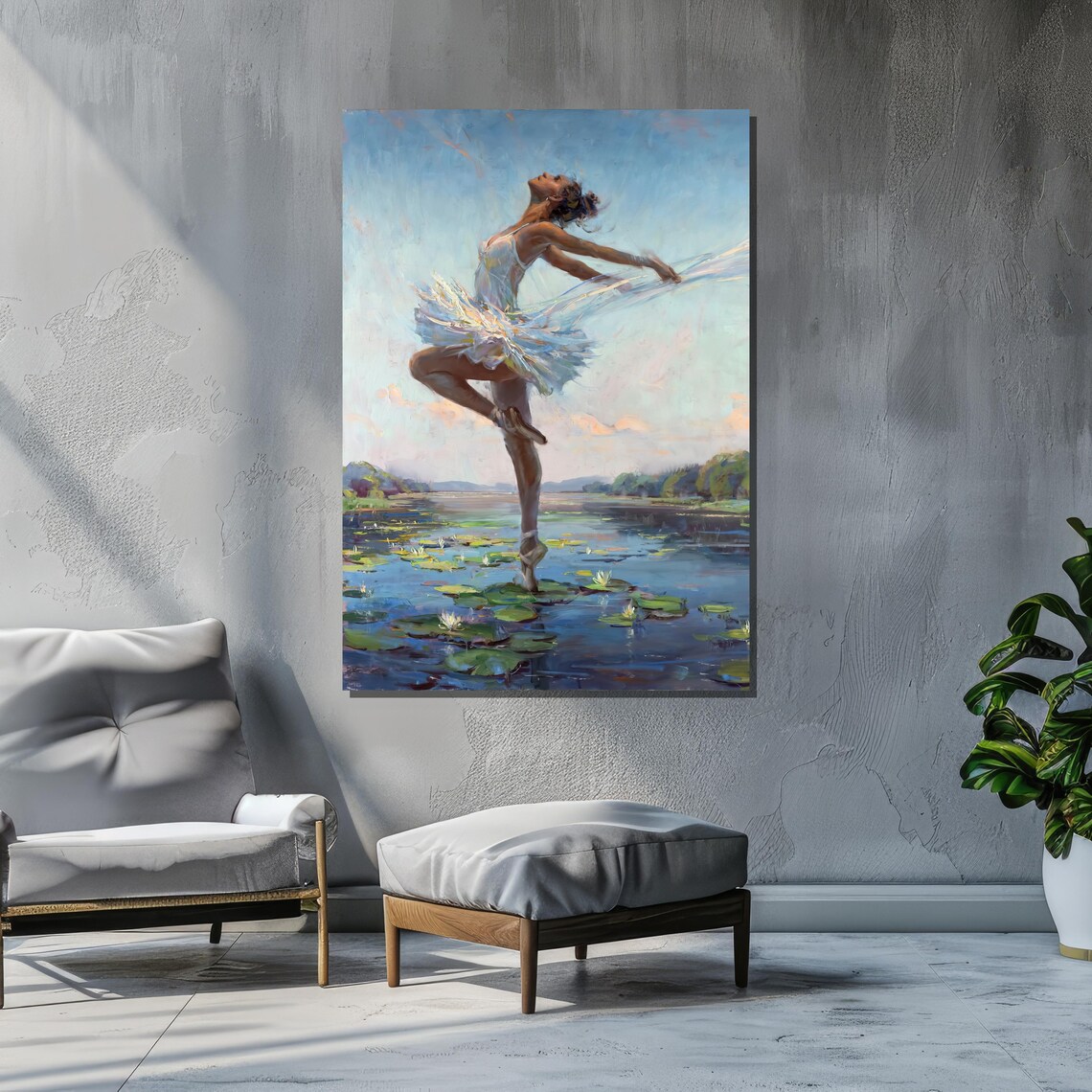 Graceful Ballerina on Water Lily Pad, Dreamy Ballet - Image 4