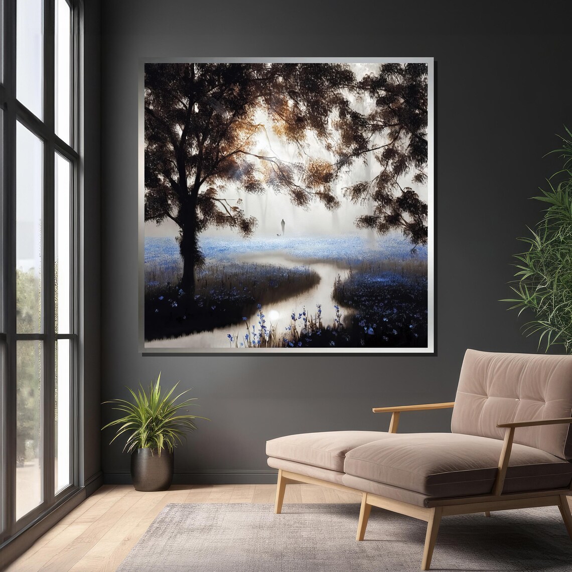 Misty Pathway With Lone Figure, Nature Art - Image 4