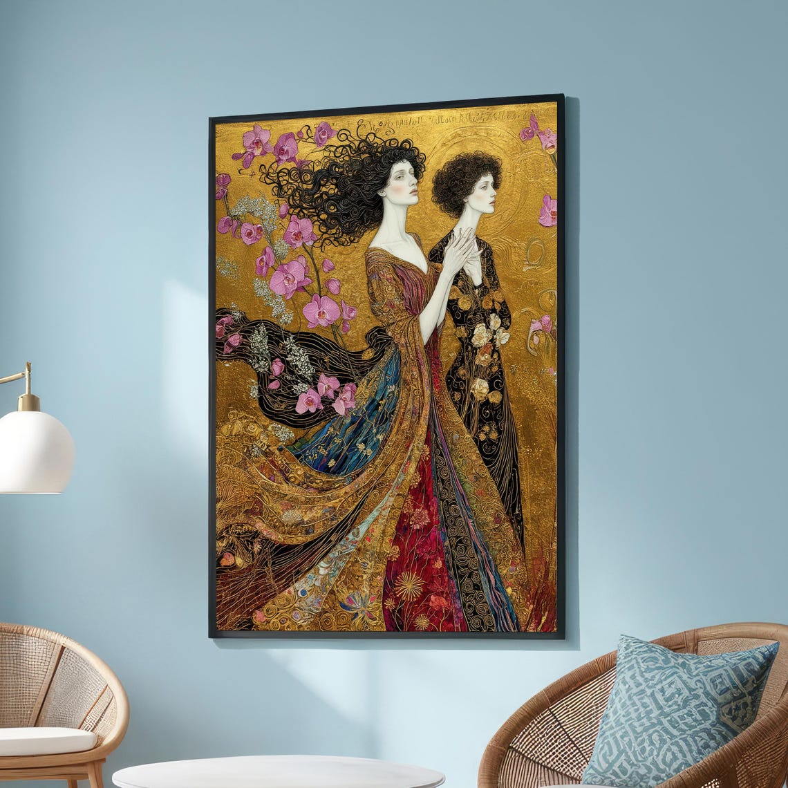 Gilded Art Nouveau Goddess Klimt Style Elegant Women Gold Print