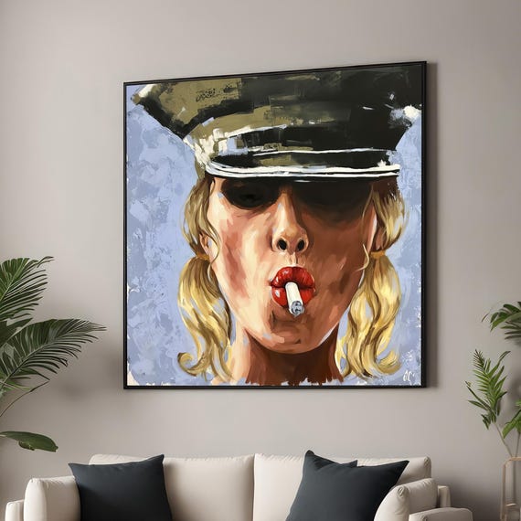 Provocative Portrait Canvas Print Seductive Woman With Cigarette Bold Modern Art Edgy Wall Decor Contemporary Female Artwork