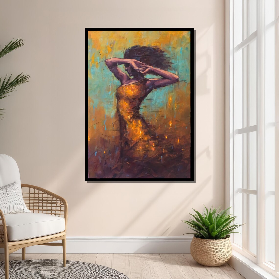 Fiery Woman Abstract, Bold Modern Movement Art - Image 4
