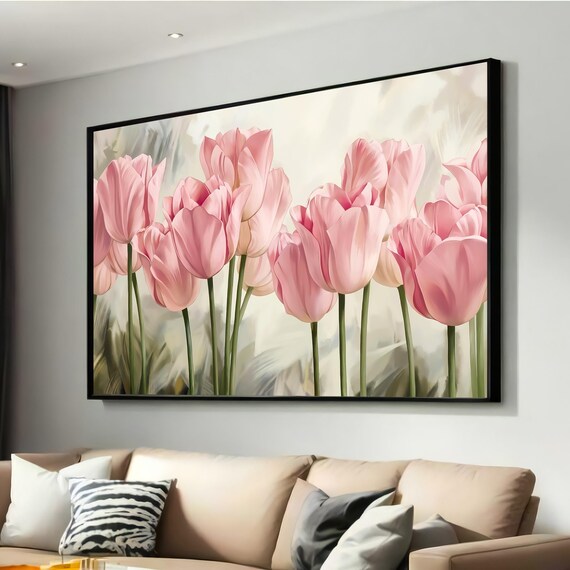 Pink Tulip Art Print, Floral Botanical Home Decor