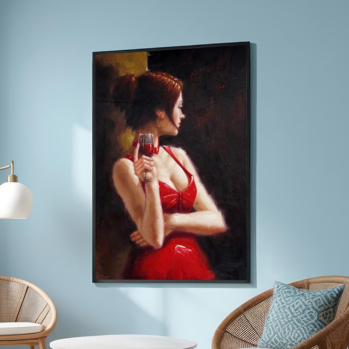 Elegant Woman In Red Dress, Classic Impressionist
