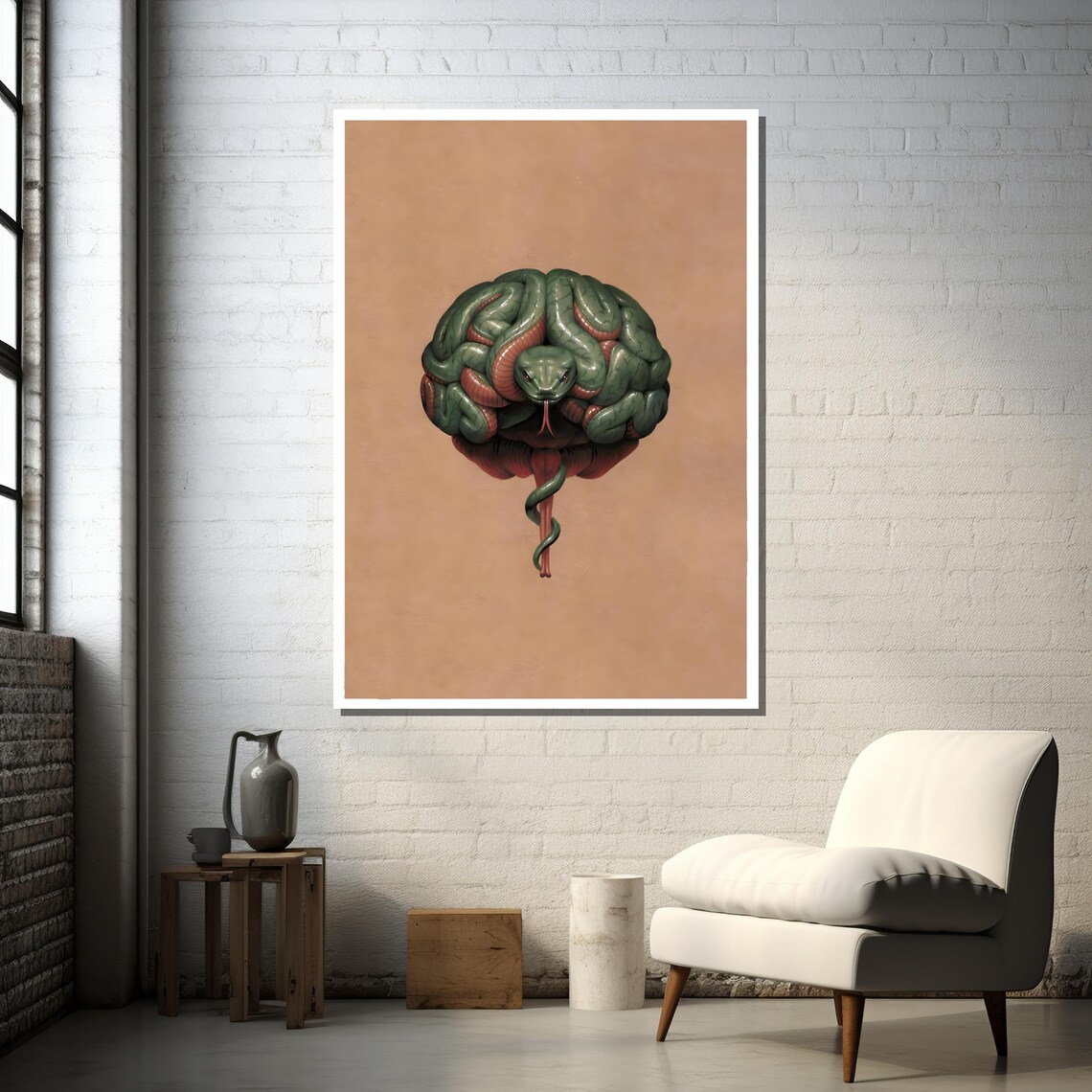 Snake And Brain, Surrealist Symbolic Artwork - Image 3
