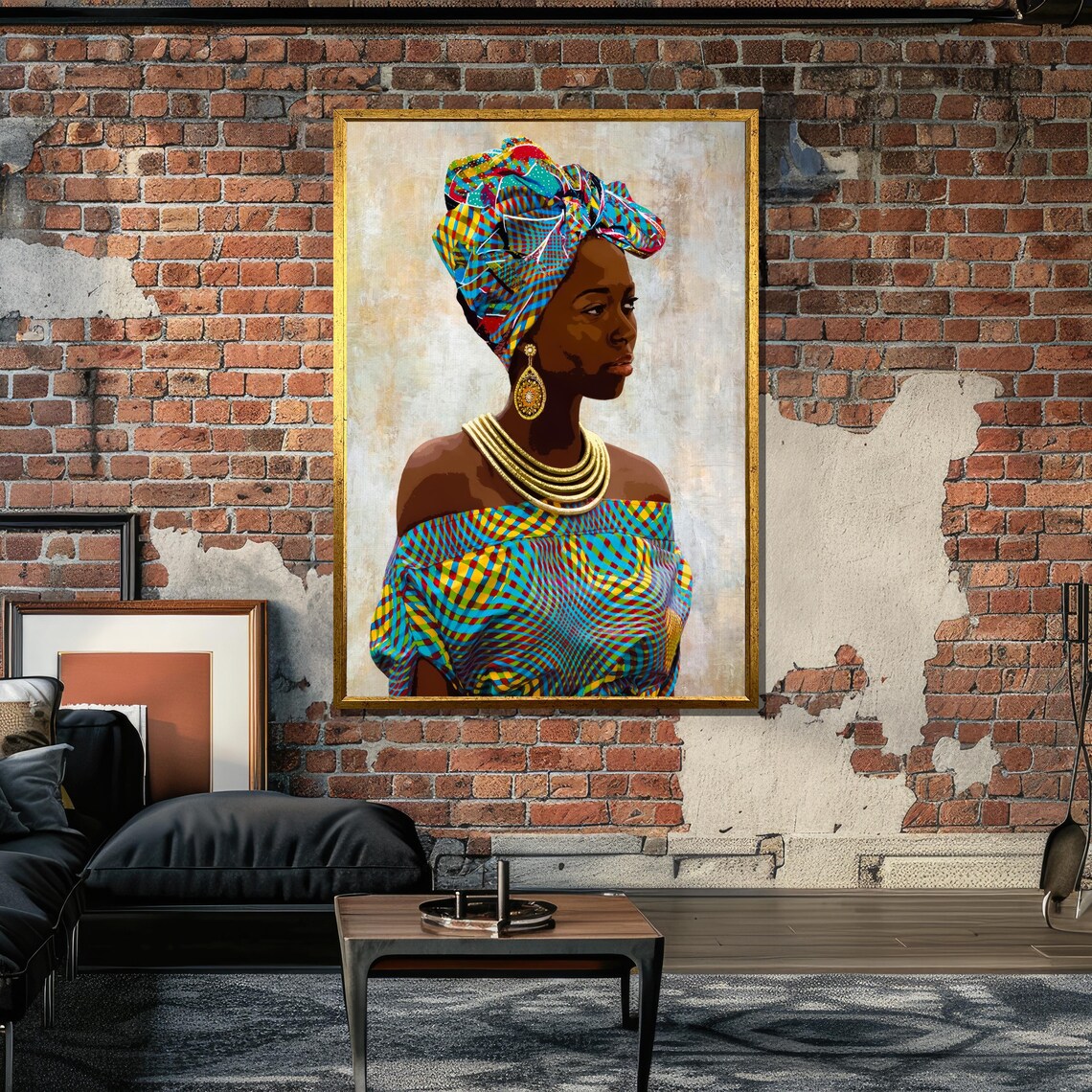 African Woman in Bold Headwrap, Cultural Art Print - Image 6