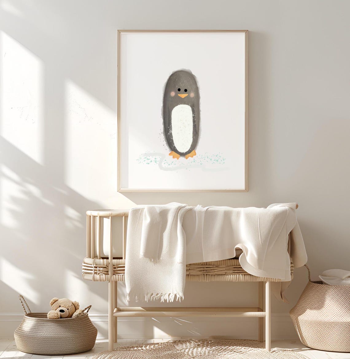 Arctic Theme Nursery Penguin Print Wall Art Decor Baby Sea Toddler - Image 2