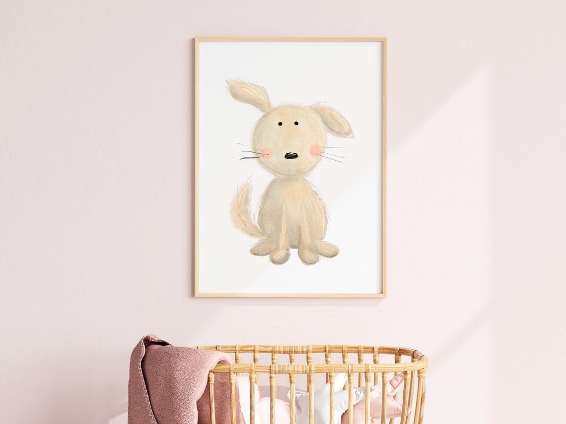 Puppy Nursery Theme Print Decoration Themed Wall Art Watercolor Toddler Dog Decor
