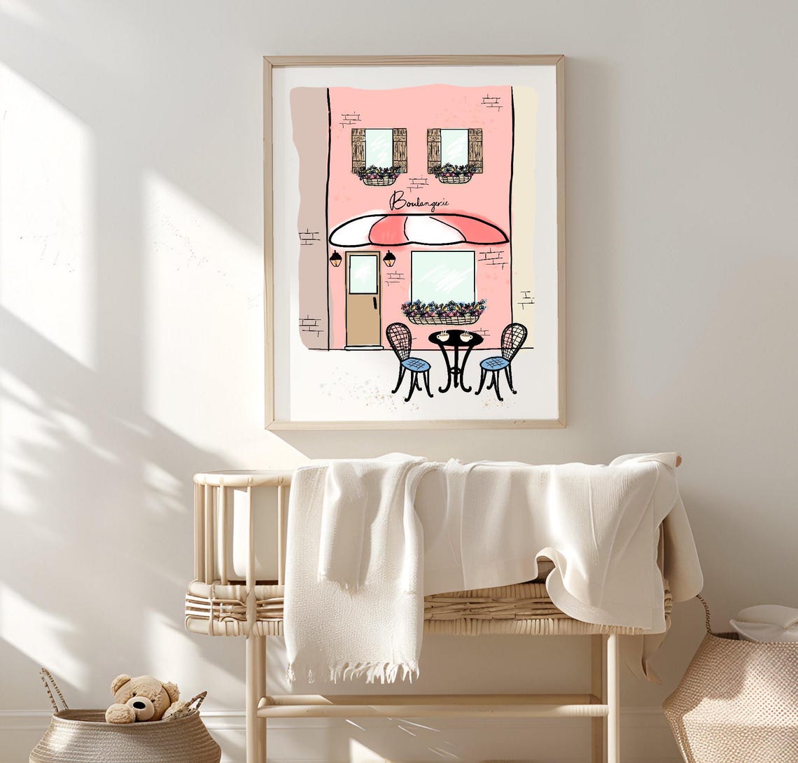 Pink Paris Boulangerie Storefront French Cafe Bistro Art Poster - Image 3