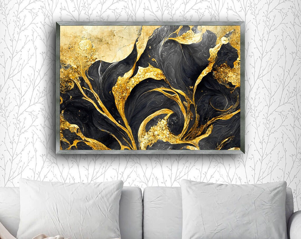 Gilded Swirls Contemporary Art, Dynamic Patterns