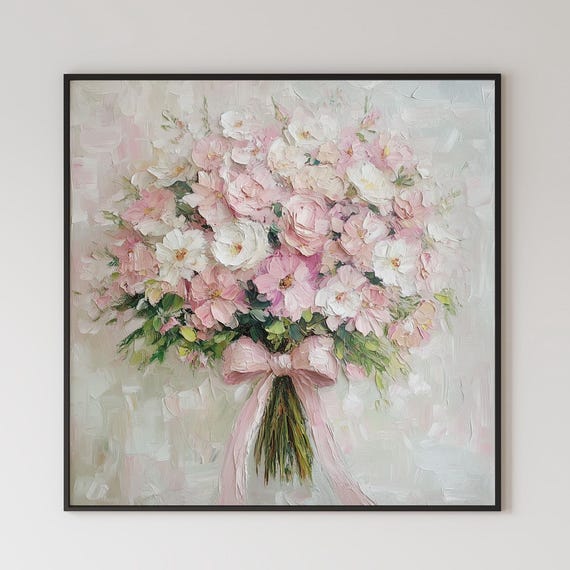 Wildflowers Oil Print, Neutral Botanical Floral Art
