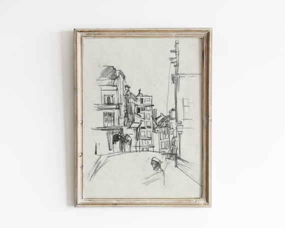 Vintage Architecture Line Art, Abstract Art Print