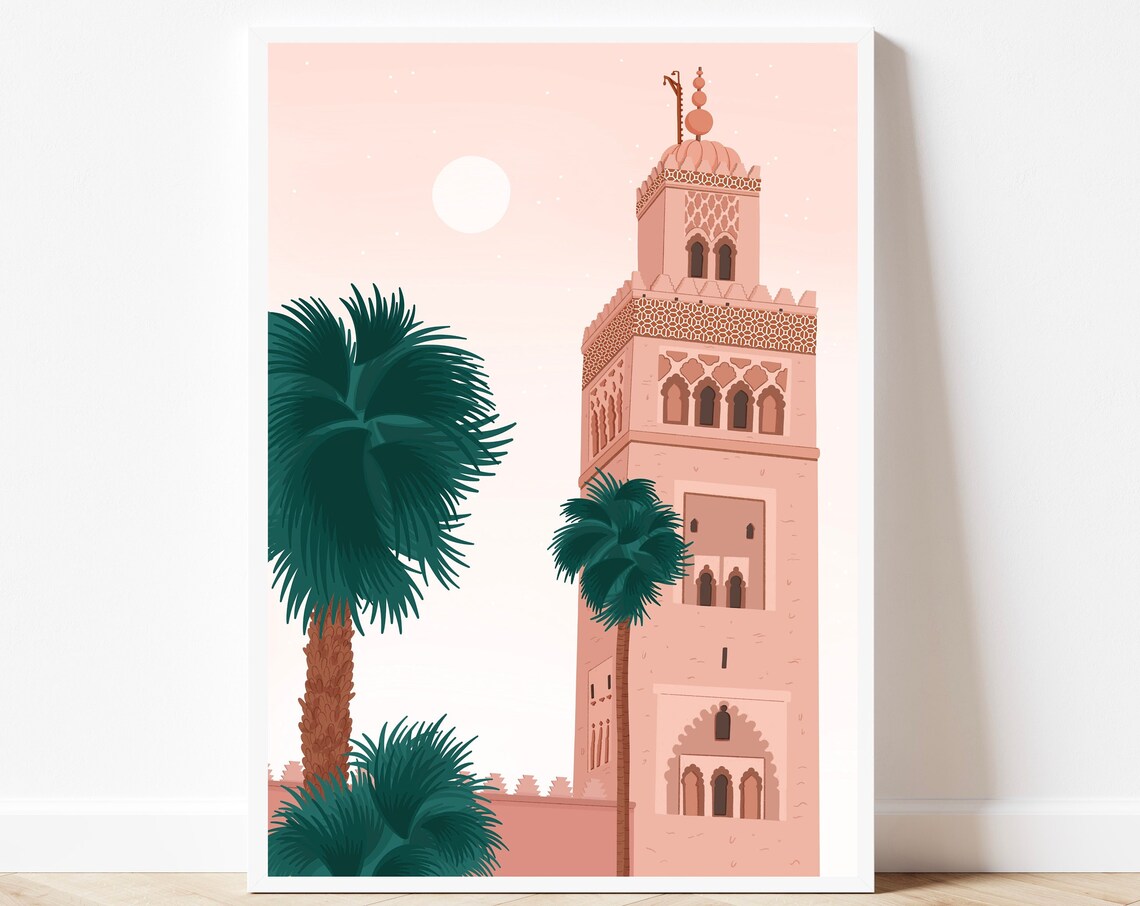 Marrakesh Koutoubia Mosque, Moroccan Decor Art Print