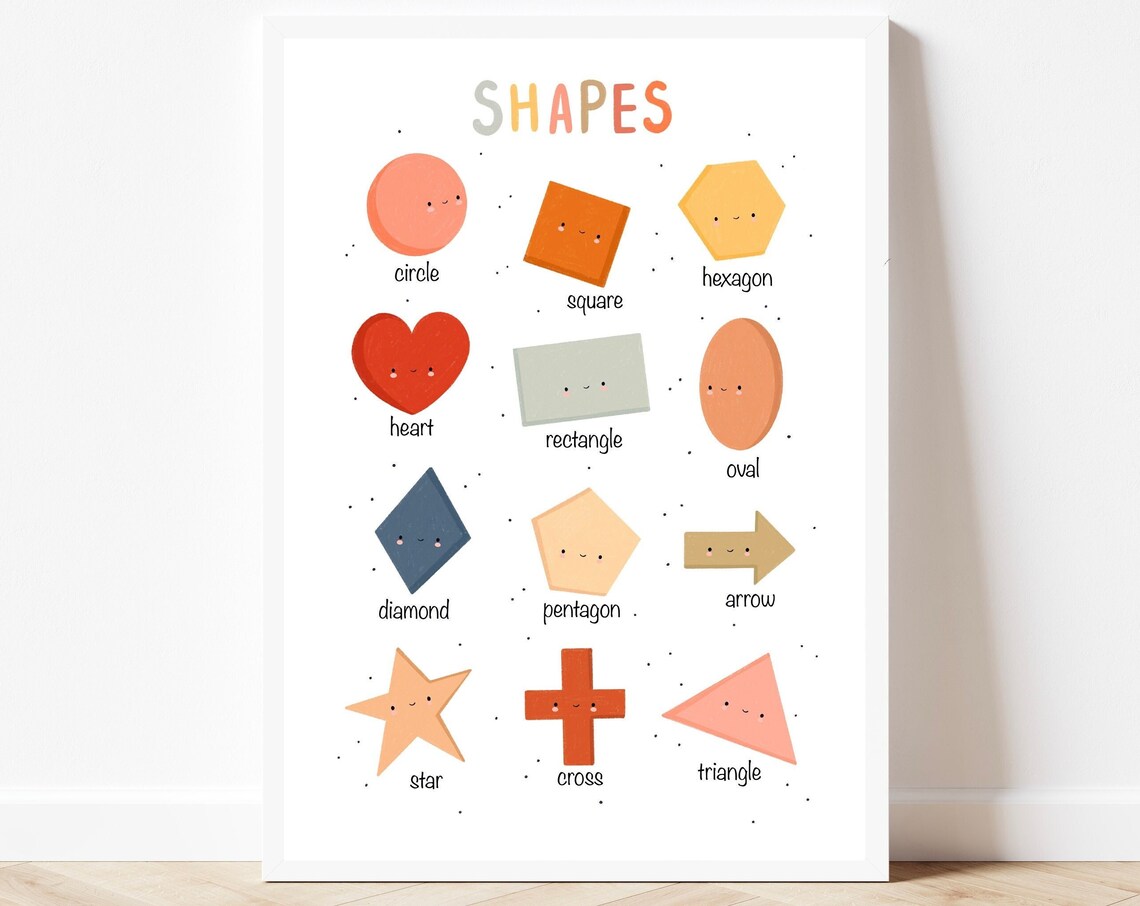 Shapes Educational Poster, Nursery Kids Decor
