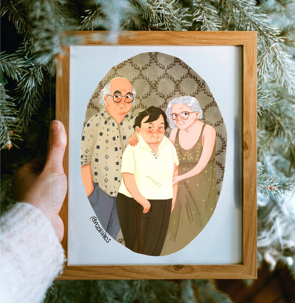 Custom Family Portrait Illustration, Christmas Gift Art