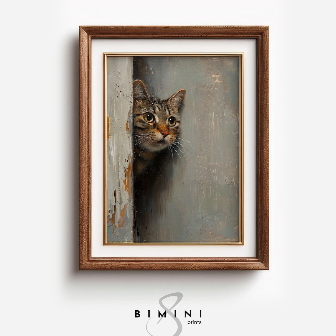 Vintage Tabby Cat Oil-Painting Style Art Print