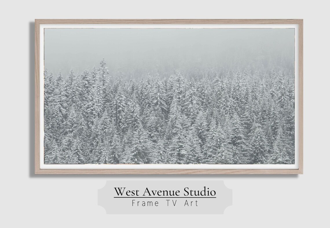 Snowy Pine Forest Fading Into Fog Minimalist Winter Photo Wall Poster - Image 5