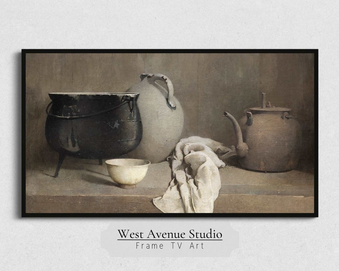 Vintage Kitchen Pottery Still Life Antique Copper Pot Farmhouse Poster - Image 5