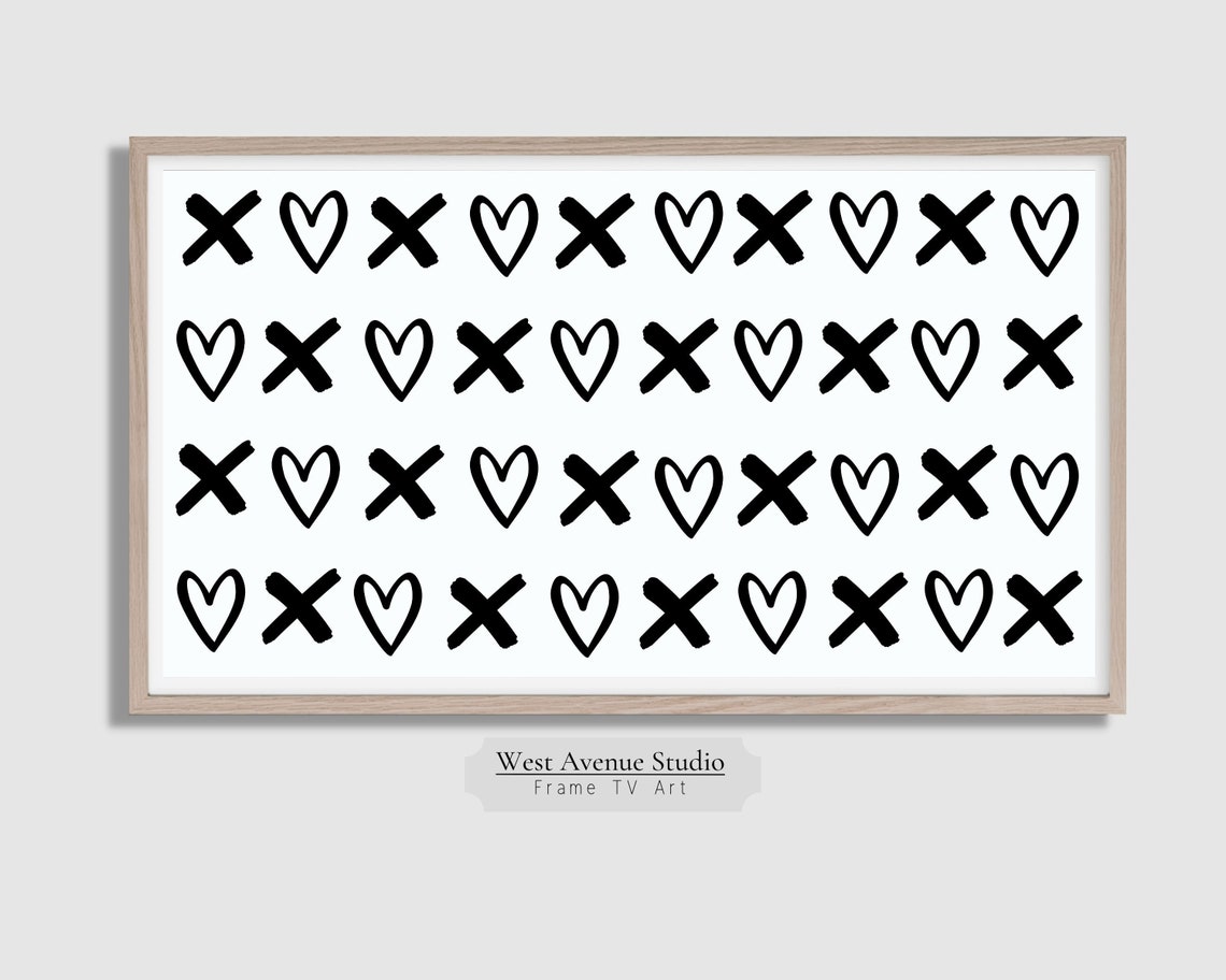 Black White XO Hugs Kisses Pattern Modern Valentines Day Art Poster - Image 4