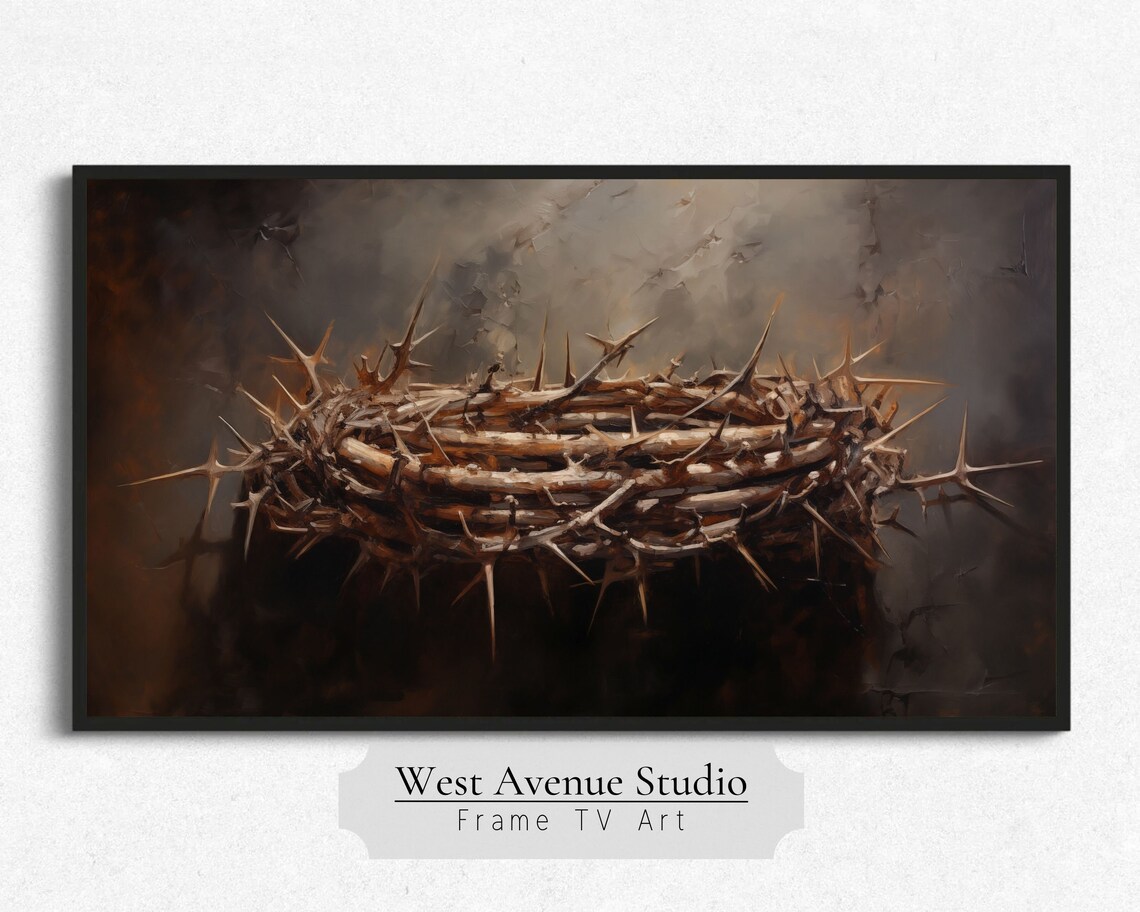 Crown of Thorns Easter Religious Oil Painting Christian Wall Art Poster - Image 2