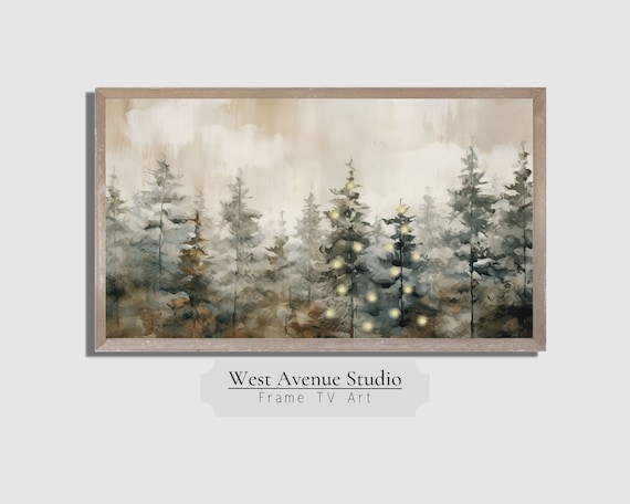 Christmas Tree Neutral Winter Pines Art Print